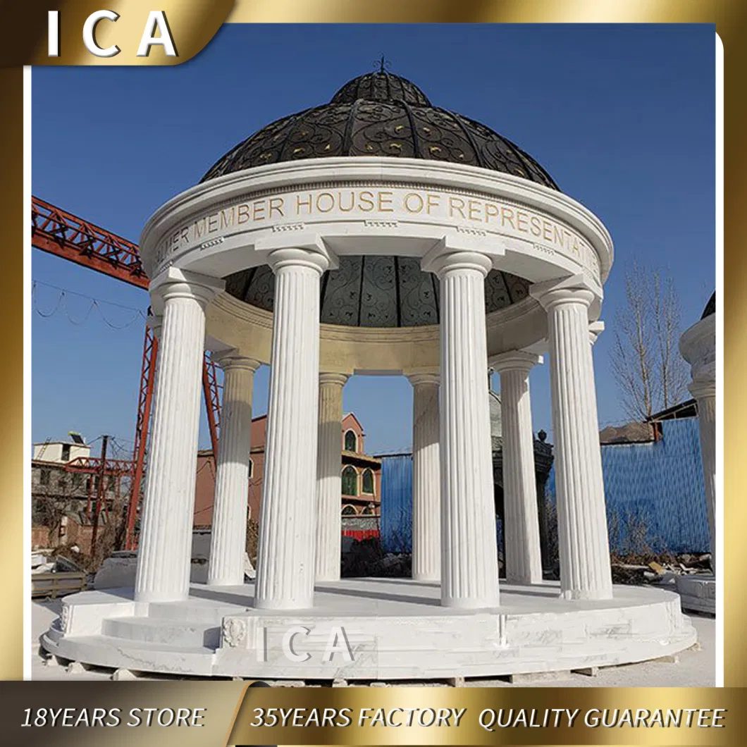 High Quality Garden Custom Marble Column Pillar Pavilion Dome Gazebo