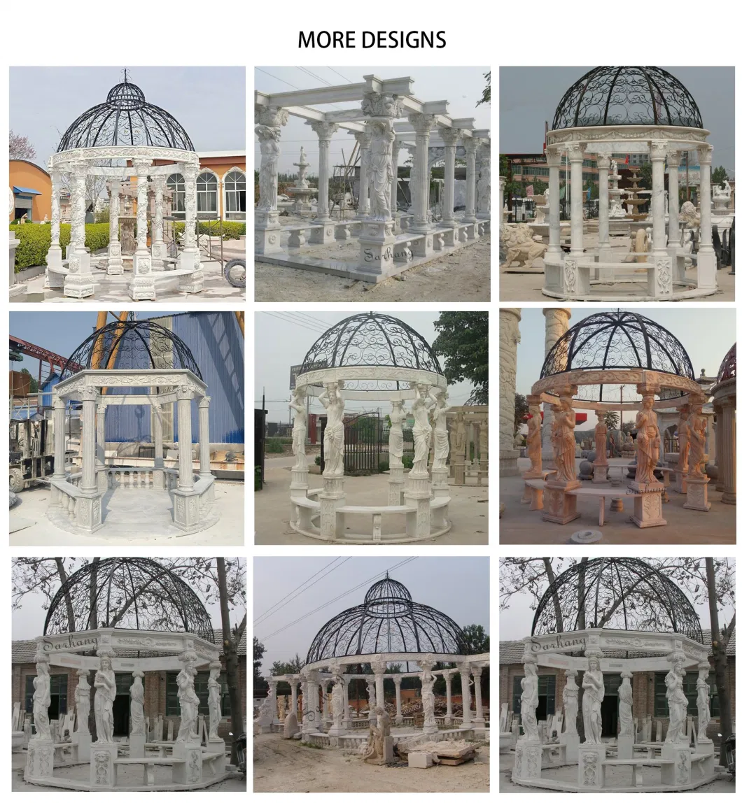 China Manufacture Custom Outdoor White Marble Garden Gazebo