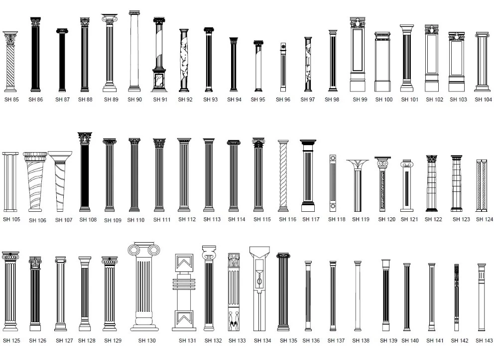 Wholesale Decorative Round Pillar Outdoor Marble/Granite Columns Hollow/Solid Roman Column